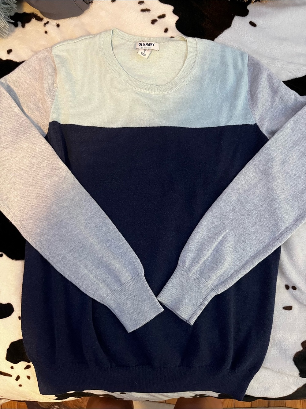 Old Navy Colorblock Crewneck Sweater - Navy, Light Blue & Gray